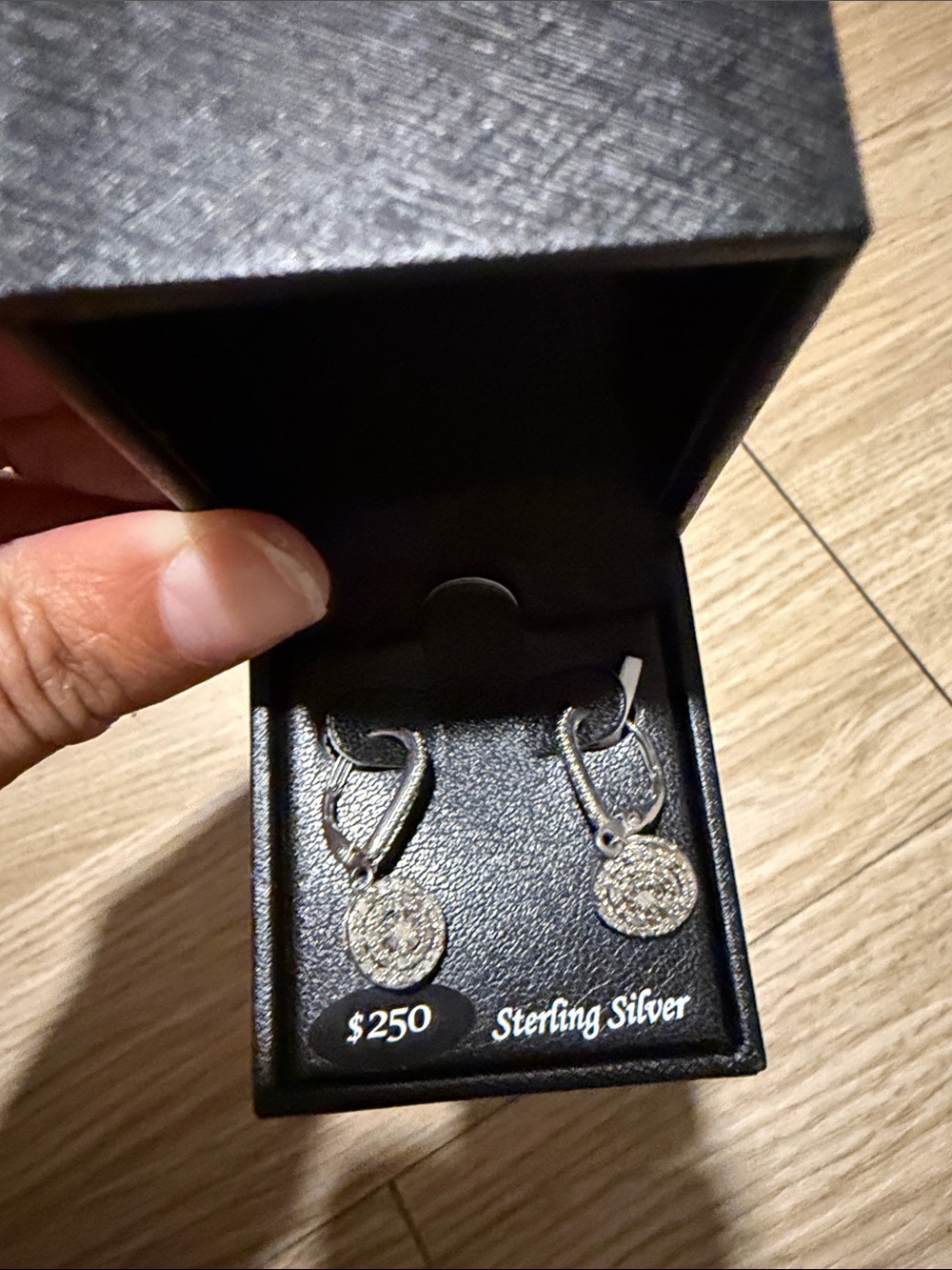 Macy's Sterling Silver 1/4 Cluster Diamond Earrings NIB